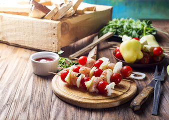 Making kebab from chicken