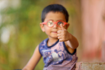 Indian child On eyeglass