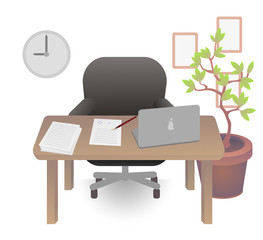 Fototapeta premium Workplace employee, office, interior. Isolated, on white background.
