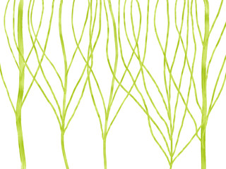 Colorful hand drawn bright spring trees on white background, isolated cartoon floral illustration painted by oil color and acrylic paint, high quality