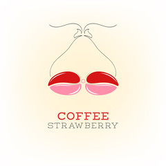 Coffee bikini beach logo poster vector illustration. Cool print design for t-shirts.  