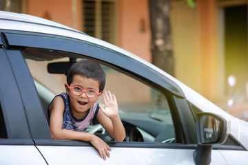 Indian child in car