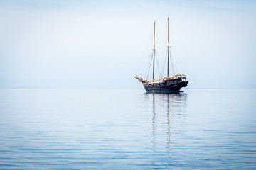 Sailing boat on the ocean.