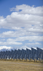 Solar Panels in Power Plant with Sangre de Cristo Mountains