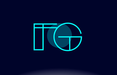 fg f g blue line circle alphabet letter logo icon template vector design