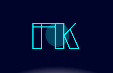 fk f k blue line circle alphabet letter logo icon template vector design
