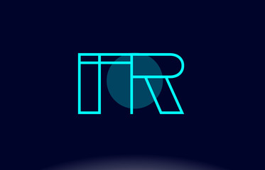 fr f r blue line circle alphabet letter logo icon template vector design