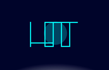 ht h t blue line circle alphabet letter logo icon template vector design