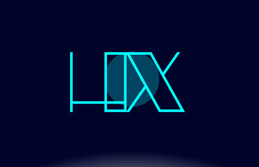 hx h x blue line circle alphabet letter logo icon template vector design