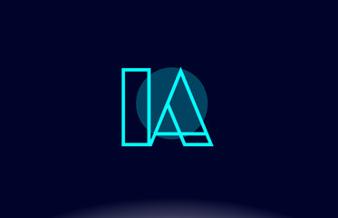 ia i a blue line circle alphabet letter logo icon template vector design