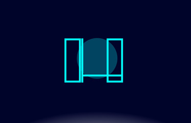 ih i h blue line circle alphabet letter logo icon template vector design