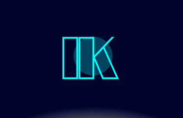 ik i k blue line circle alphabet letter logo icon template vector design