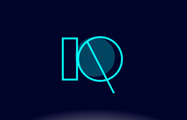 iq i q blue line circle alphabet letter logo icon template vector design - obrazy, fototapety, plakaty