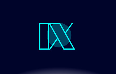 ix i x blue line circle alphabet letter logo icon template vector design