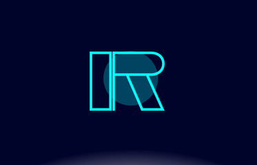 ir i r blue line circle alphabet letter logo icon template vector design
