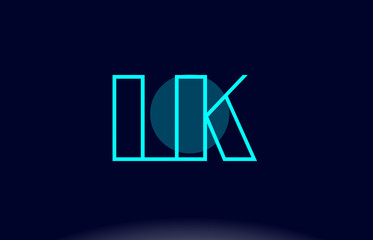 lk l k blue line circle alphabet letter logo icon template vector design