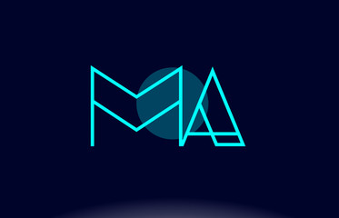 ma m a blue line circle alphabet letter logo icon template vector design