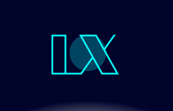 lx l x blue line circle alphabet letter logo icon template vector design