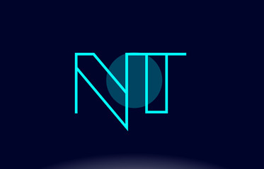 nt n t blue line circle alphabet letter logo icon template vector design