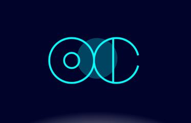 oc o c blue line circle alphabet letter logo icon template vector design