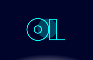 ol o l blue line circle alphabet letter logo icon template vector design