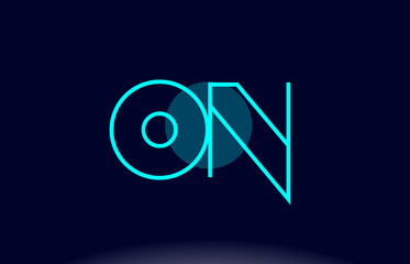 on o n blue line circle alphabet letter logo icon template vector design