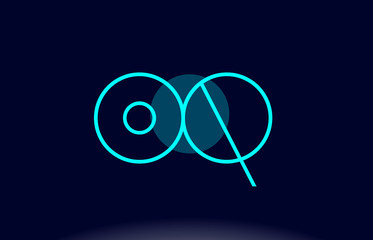 oq o q blue line circle alphabet letter logo icon template vector design