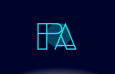pa p a blue line circle alphabet letter logo icon template vector design