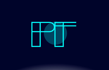pf p f blue line circle alphabet letter logo icon template vector design