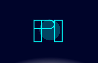 pi p i blue line circle alphabet letter logo icon template vector design