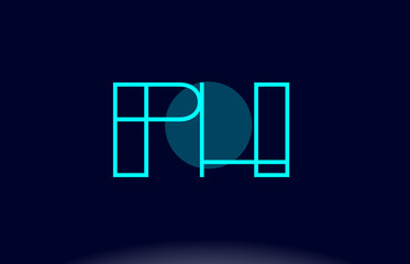 ph p h blue line circle alphabet letter logo icon template vector design
