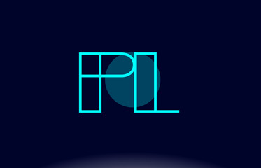 pl p l blue line circle alphabet letter logo icon template vector design