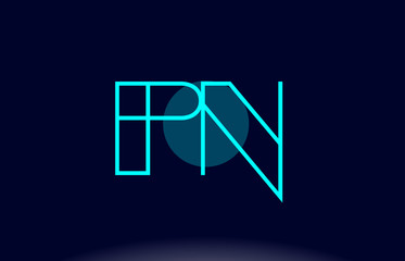 pn p n blue line circle alphabet letter logo icon template vector design