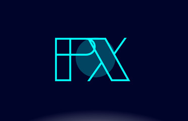 px p x blue line circle alphabet letter logo icon template vector design