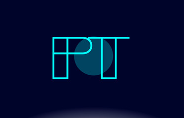 pt p t blue line circle alphabet letter logo icon template vector design