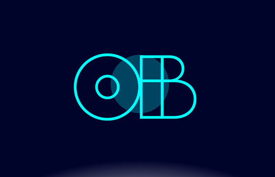 ob o b blue line circle alphabet letter logo icon template vector design