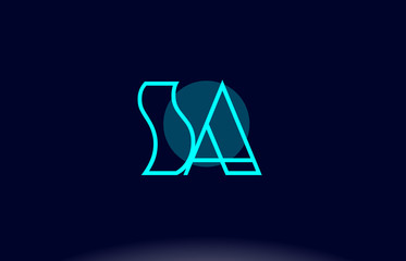 sa s a blue line circle alphabet letter logo icon template vector design