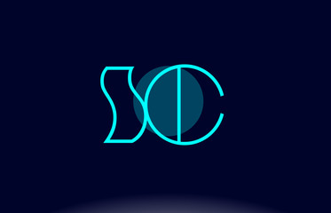 sc s c blue line circle alphabet letter logo icon template vector design - obrazy, fototapety, plakaty