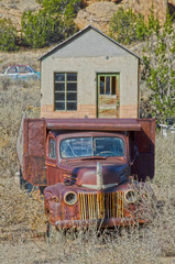 Abandoned Budville Vehicles and Shack on Route 66