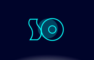 so s o blue line circle alphabet letter logo icon template vector design