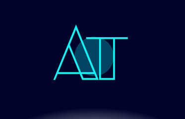 at a t blue line circle alphabet letter logo icon template vector design