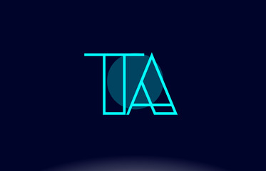 ta t a blue line circle alphabet letter logo icon template vector design