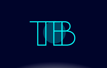 tb t b blue line circle alphabet letter logo icon template vector design