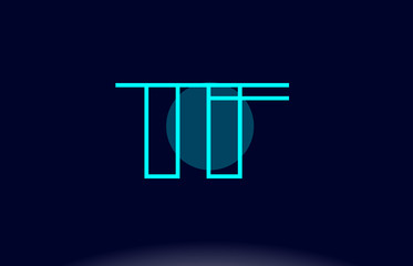 tf t f blue line circle alphabet letter logo icon template vector design