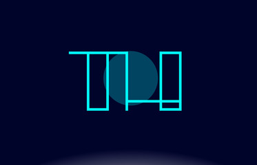 th t h blue line circle alphabet letter logo icon template vector design