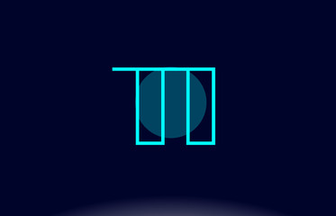 ti t i blue line circle alphabet letter logo icon template vector design