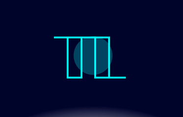 tl t l blue line circle alphabet letter logo icon template vector design