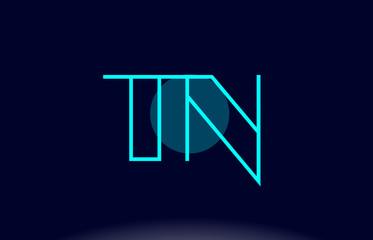 tn t n blue line circle alphabet letter logo icon template vector design