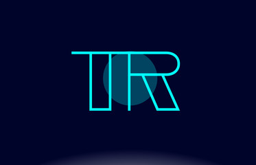 tr t r blue line circle alphabet letter logo icon template vector design