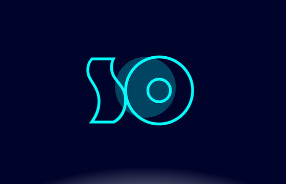 so s o blue line circle alphabet letter logo icon template vector design